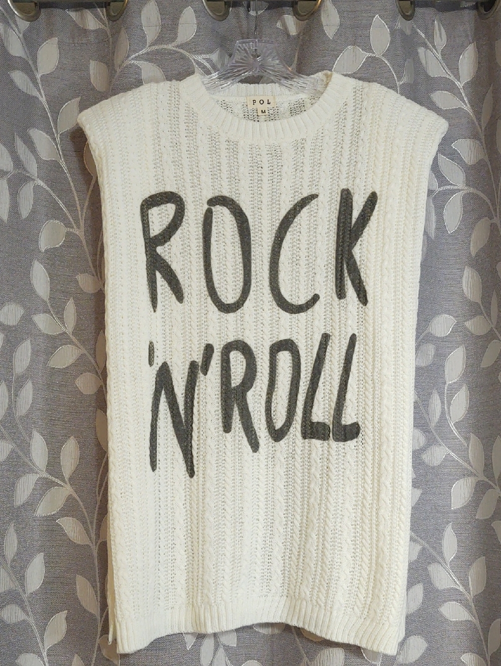 Pol Rock N' Roll Cable Knit Sleeveless Sweater Vest size M